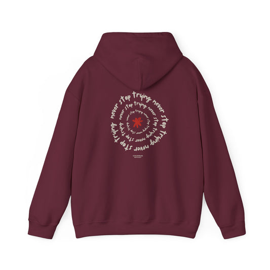 Never stop trying Hoodie, Unisex Poly-Cotton Blend Sweatshirt, Motivational Gift, Cozy Casual Wear, Perfect for Gift-Giving (Copy) (Copy) (Copy)