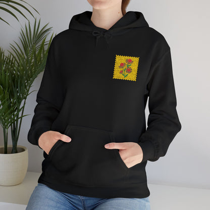 Embroidered Flower, Unisex Heavy Hoodie