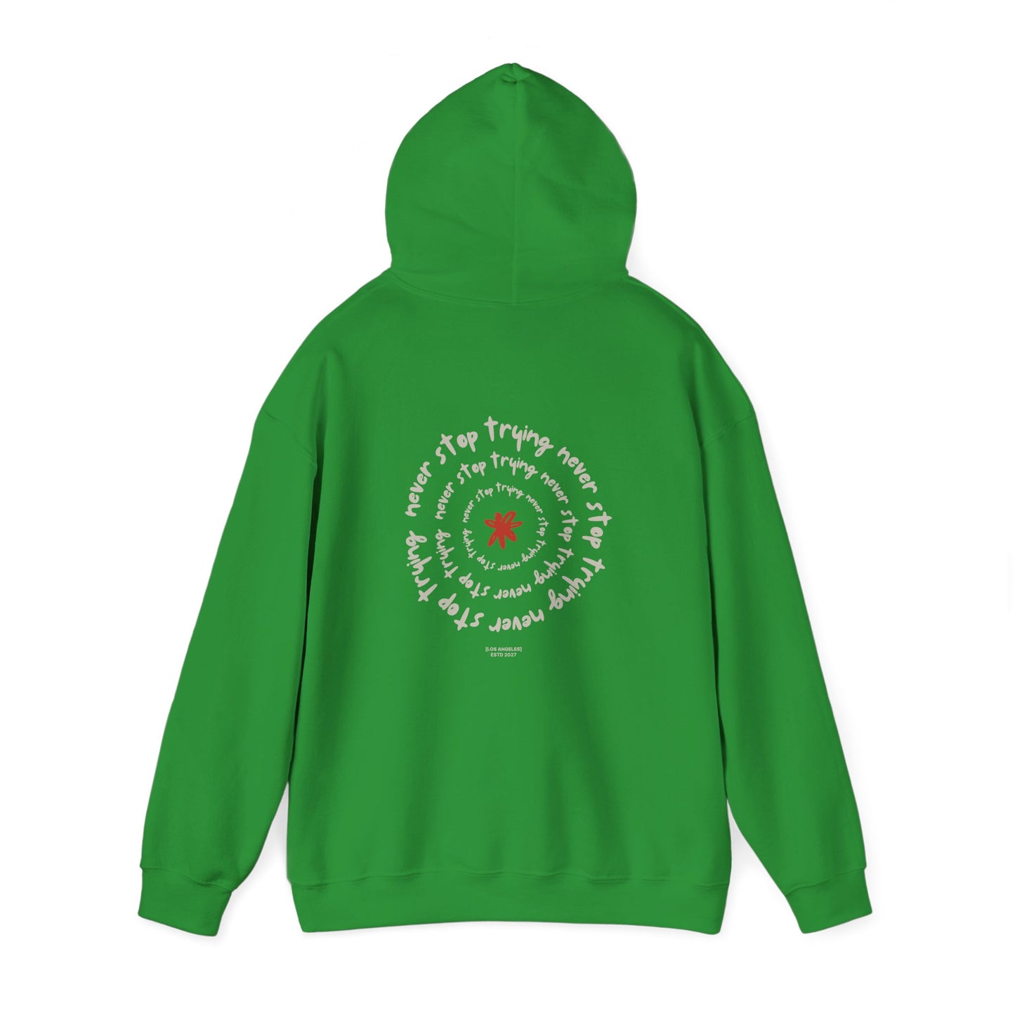 Never stop trying Hoodie, Unisex Poly-Cotton Blend Sweatshirt, Motivational Gift, Cozy Casual Wear, Perfect for Gift-Giving
