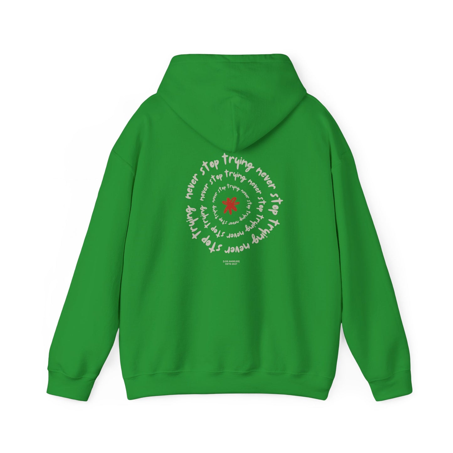 Never stop trying Hoodie, Unisex Poly-Cotton Blend Sweatshirt, Motivational Gift, Cozy Casual Wear, Perfect for Gift-Giving