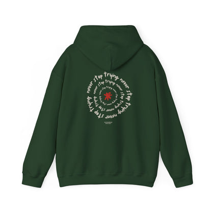 Never stop trying Hoodie, Unisex Poly-Cotton Blend Sweatshirt, Motivational Gift, Cozy Casual Wear, Perfect for Gift-Giving